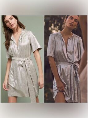 Sabina Musayev‎ Mercury Gold Shimmer Shirtdress